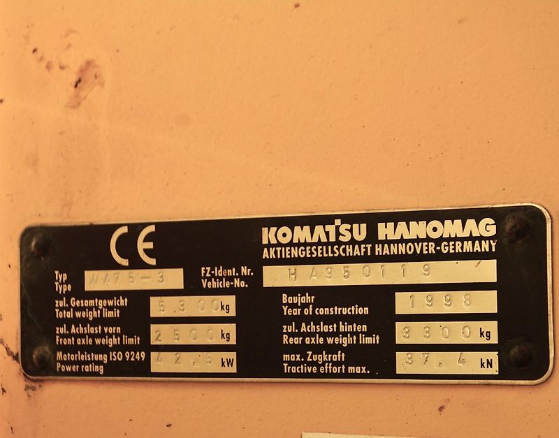 Komatsu WA75 5,3tn 4x4 ALLRAD HYDR. SCHNELLWECHSLER PALETTENGABEL Bj.1998