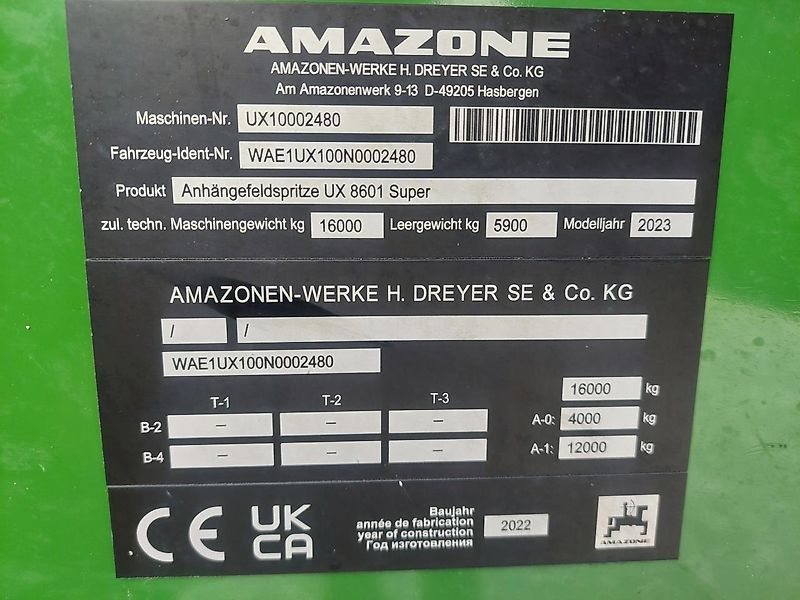 Amazone UX 8601 -30m- 25cm dyseafstand